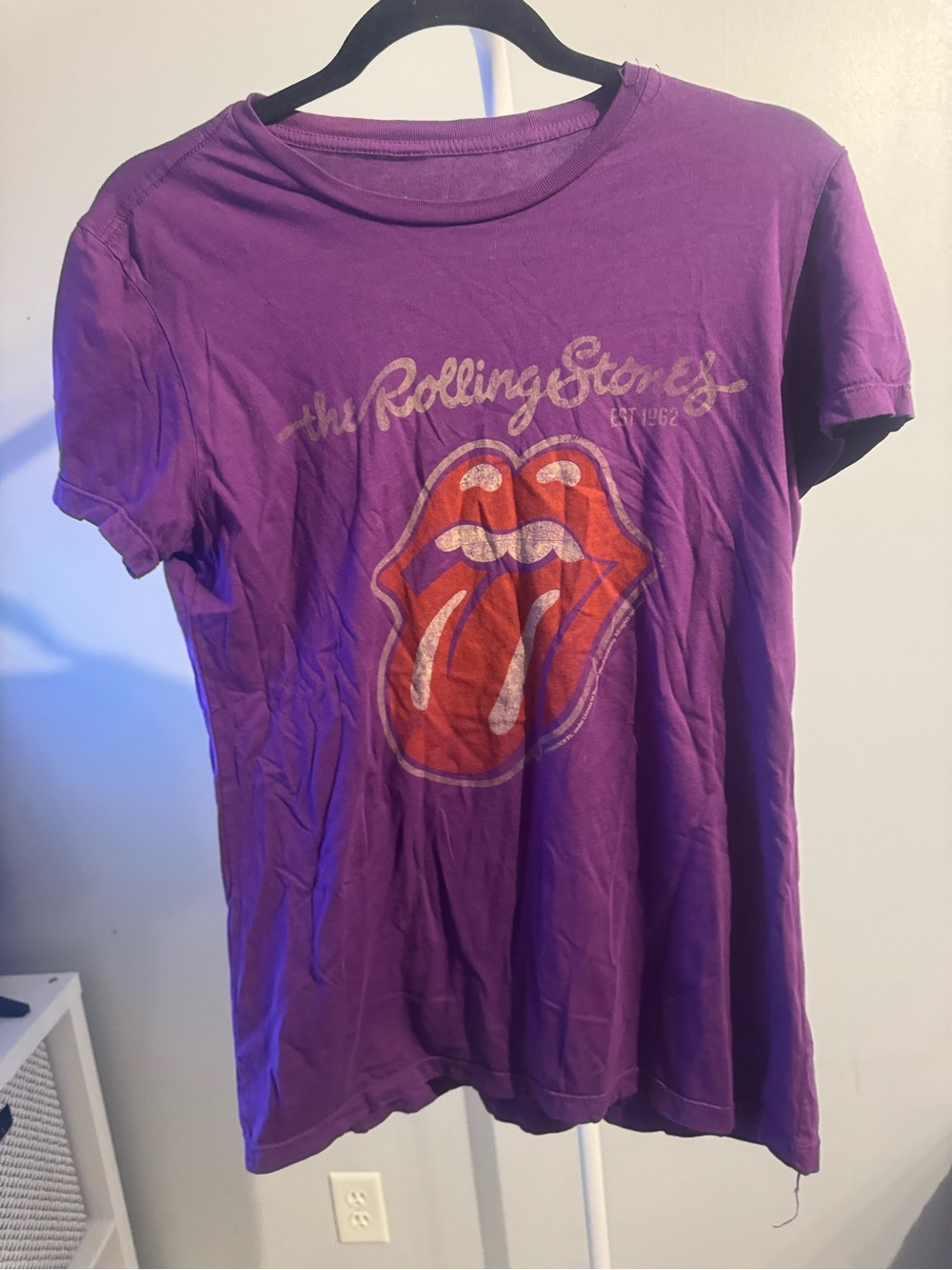 Bravado Purple Rolling Stones Script Logo Tee